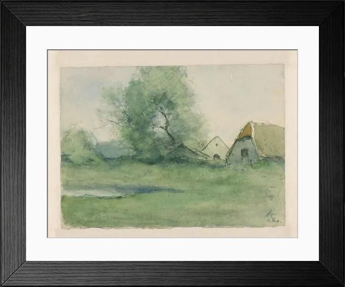 Framed Print : Farm with trees, 1921. Creator: Pieter H.J.J. Ras Framed Print : Farm with trees, 1921. Creator: Pieter H.J.J. Ras