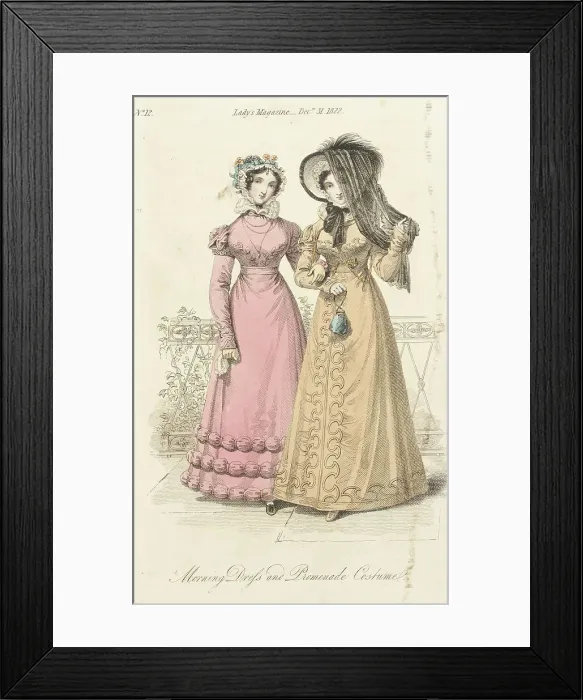 Framed Print : Fashion Plate (Morning Dress and Promenade Costume), 1822. Creator: John Bell Framed Print : Fashion Plate (Morning Dress and Promenade Costume), 1822. Creator: John Bell