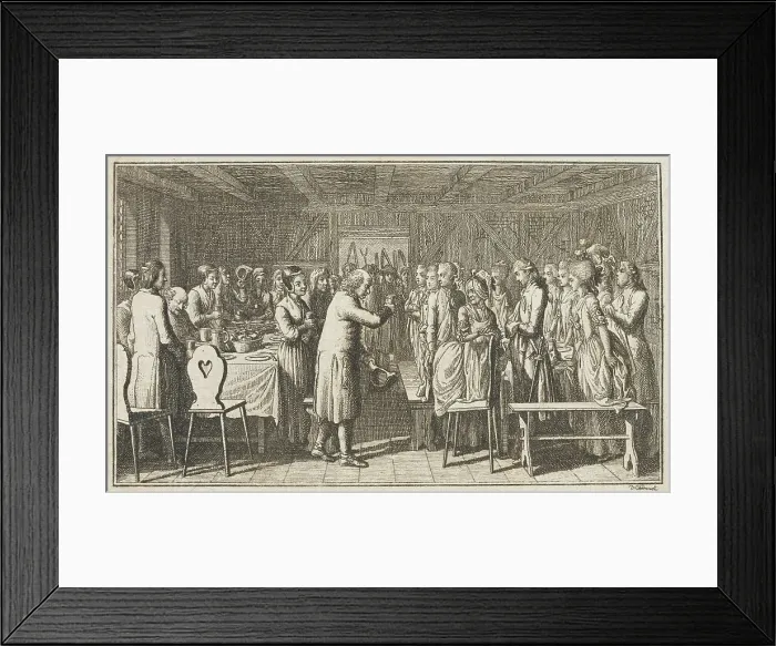Framed Print : Illustration for Paul Erdmans Fest Wandsbecher Messenger from M. Claudius, fourth part, 1783. Creator: Daniel Nikolaus Chodowiecki Framed Print : Illustration for Paul Erdmans Fest Wandsbecher Messenger from M. Claudius, fourth part, 1783. Creator: Daniel Nikolaus Chodowiecki