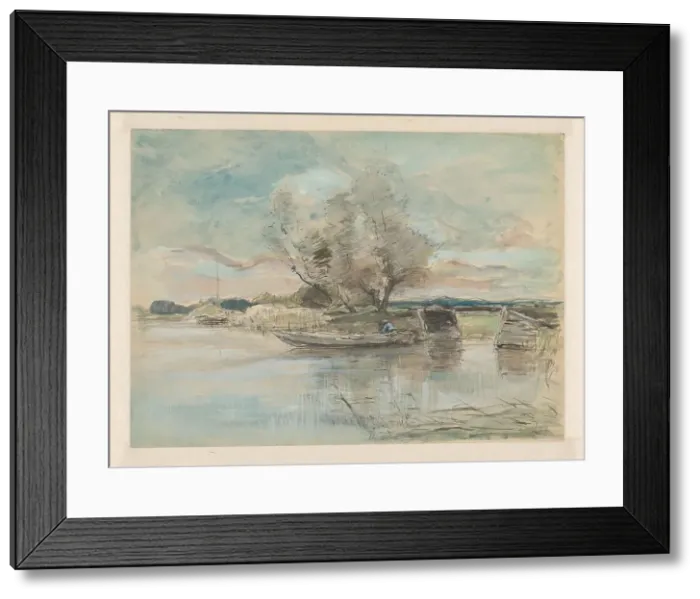 Framed Print : Rowboat at the waterfront, 1867-1931. Creator: Pieter H.J.J. Ras Framed Print : Rowboat at the waterfront, 1867-1931. Creator: Pieter H.J.J. Ras