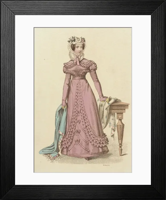 Framed Print : Fashion Plate (Morning Dress), 1824. Creator: John Bell Framed Print : Fashion Plate (Morning Dress), 1824. Creator: John Bell
