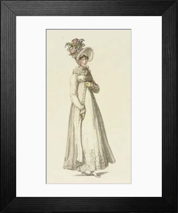 Framed Print : Fashion Plate (Morning Dress), 1818. Creator: Rudolph Ackermann Framed Print : Fashion Plate (Morning Dress), 1818. Creator: Rudolph Ackermann