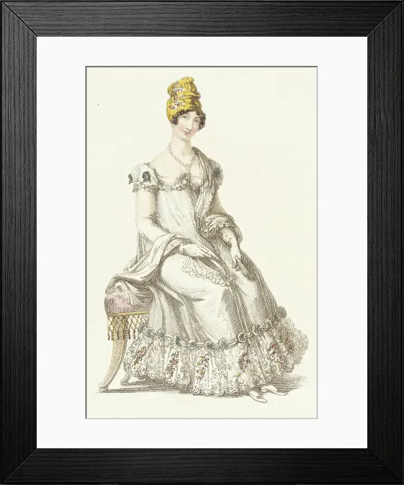 Framed Print : Fashion Plate (Evening Dress), 1818. Creator: Rudolph Ackermann Framed Print : Fashion Plate (Evening Dress), 1818. Creator: Rudolph Ackermann