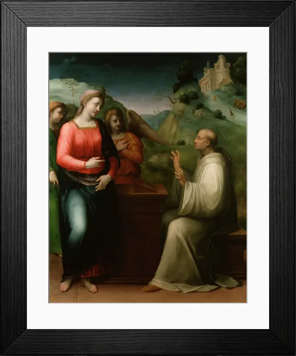 Framed Print : The Vision of Saint Bernard, c1520. Creator: Domenico Puligo Framed Print : The Vision of Saint Bernard, c1520. Creator: Domenico Puligo