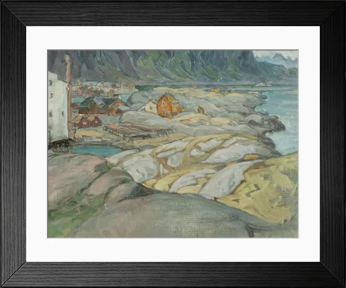 Framed Print : The Village at the Foot of the Mountain. Study from Lofoten, 1912. Creator: Anna Katarina Boberg Framed Print : The Village at the Foot of the Mountain. Study from Lofoten, 1912. Creator: Anna Katarina Boberg