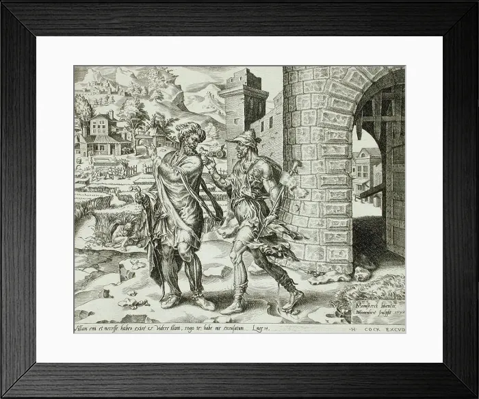 Framed Print : The First Excuse: the Man who Bought a Piece of Land, 1559. Creator: Dirck Volkertsen Coornhert Framed Print : The First Excuse: the Man who Bought a Piece of Land, 1559. Creator: Dirck Volkertsen Coornhert