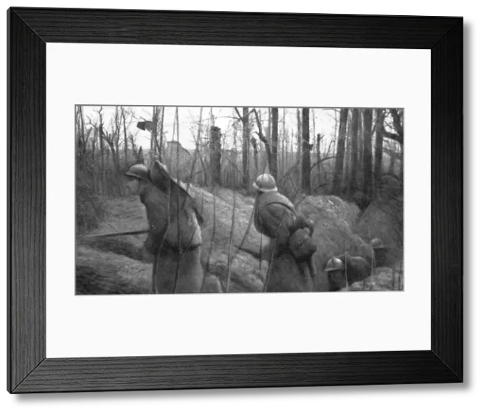 Framed Print : Notre attaque du 16 avril 1917; la sortie des tranchees, a 6 heurs du matin, 1917. Creator: Unknown Framed Print : Notre attaque du 16 avril 1917; la sortie des tranchees, a 6 heurs du matin, 1917. Creator: Unknown