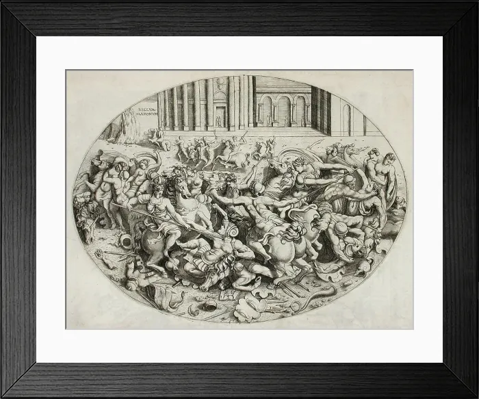 Framed Print : Battle of the Amazons, 1543. Creator: Enea Vico Framed Print : Battle of the Amazons, 1543. Creator: Enea Vico