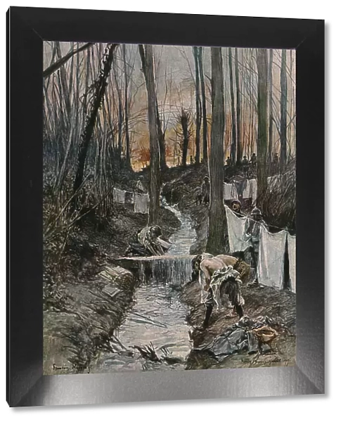 L'offensive Francaise d'avril-mai 1917; Dans le bois de Roucy (Aisne): la toilette du... 1917. Creator: Francois Flameng