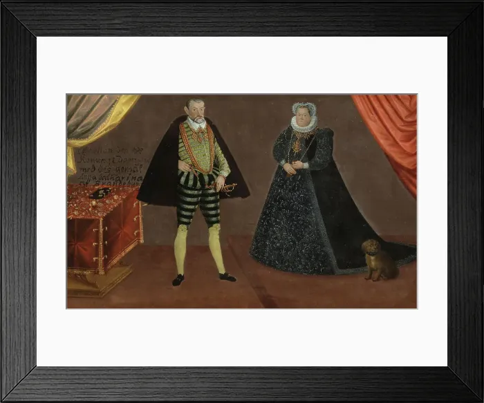 Framed Print : Portrait of a Princely couple, most probably John Frederick, Duke of Pomerania and his wife...1590s Creator: Anon Framed Print : Portrait of a Princely couple, most probably John Frederick, Duke of Pomerania and his wife...1590s Creator: Anon