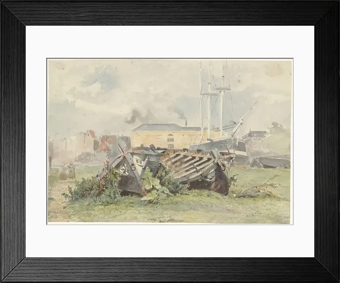 Framed Print : Shipyard, 1850. Creator: Willem Antonie van Deventer Framed Print : Shipyard, 1850. Creator: Willem Antonie van Deventer