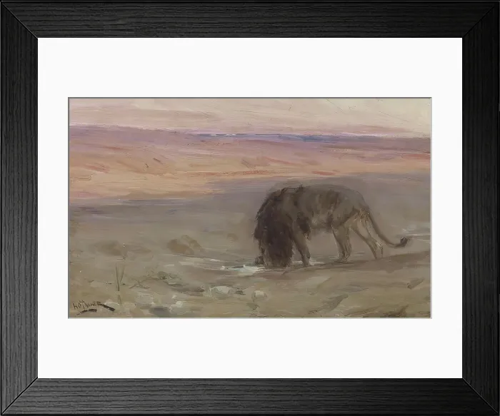Framed Print : Lion Drinking, c1897. Creator: Henry Ossawa Tanner Framed Print : Lion Drinking, c1897. Creator: Henry Ossawa Tanner