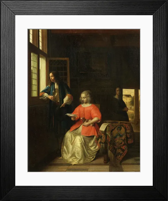 Framed Print : Interior with a Young Lady Reading a Letter, 1668. Creator: Pieter de Hooch Framed Print : Interior with a Young Lady Reading a Letter, 1668. Creator: Pieter de Hooch