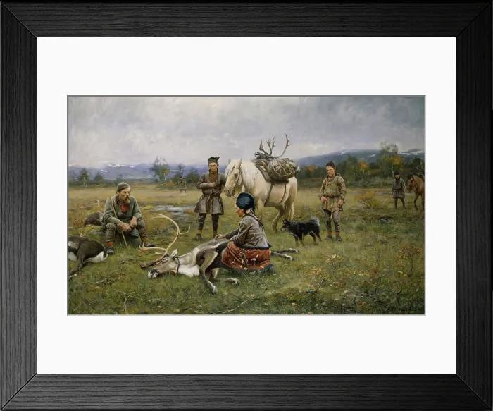 Framed Print : Sami Collecting Reindeer which have Been Shot, 1892. Creator: Johan Tiren Framed Print : Sami Collecting Reindeer which have Been Shot, 1892. Creator: Johan Tiren
