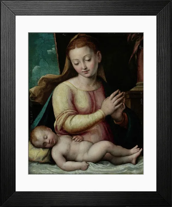 Framed Print : Madonna Adoring the Child, c. 1585-1605. Creator: Barbara Longhi Framed Print : Madonna Adoring the Child, c. 1585-1605. Creator: Barbara Longhi