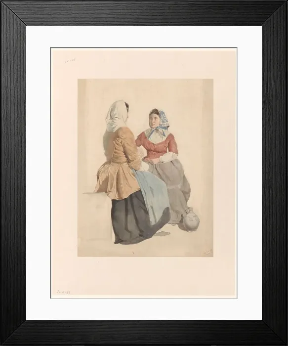 Framed Print : Two seated women with a jug, 1819-1849. Creator: Willem Hendrik Schmidt Framed Print : Two seated women with a jug, 1819-1849. Creator: Willem Hendrik Schmidt