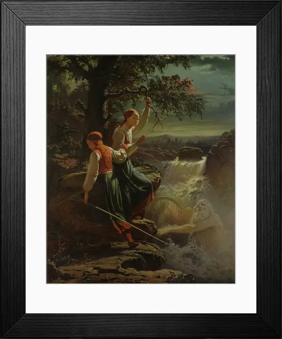 Framed Print : Two Peasant Girls Listening to the Playing of the Water-Sprite, 1860. Creator: Johan Zacharias Blackstadius Framed Print : Two Peasant Girls Listening to the Playing of the Water-Sprite, 1860. Creator: Johan Zacharias Blackstadius