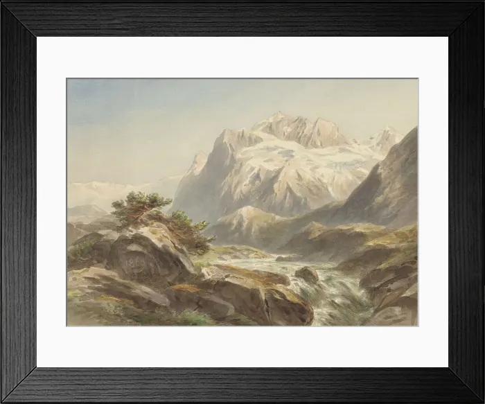 Framed Print : Mountain landscape, 1869. Creator: Willem Jan van den Berghe Framed Print : Mountain landscape, 1869. Creator: Willem Jan van den Berghe