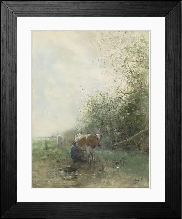 Framed Print : Milking time, 1844-1910. Creator: Willem Maris Framed Print : Milking time, 1844-1910. Creator: Willem Maris