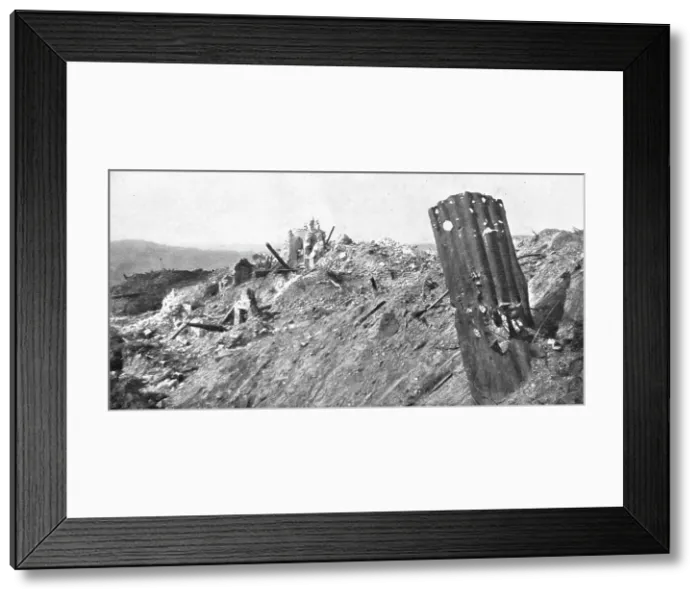 Framed Print : Le champ de bataille; Un coin de Craonne: l'eglise, 1917. Creator: Unknown Framed Print : Le champ de bataille; Un coin de Craonne: l'eglise, 1917. Creator: Unknown