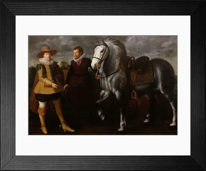 Framed Print : Prince Maurits with His Horse and Groom, 1624. Creator: Adriaen van Nieulandt Framed Print : Prince Maurits with His Horse and Groom, 1624. Creator: Adriaen van Nieulandt