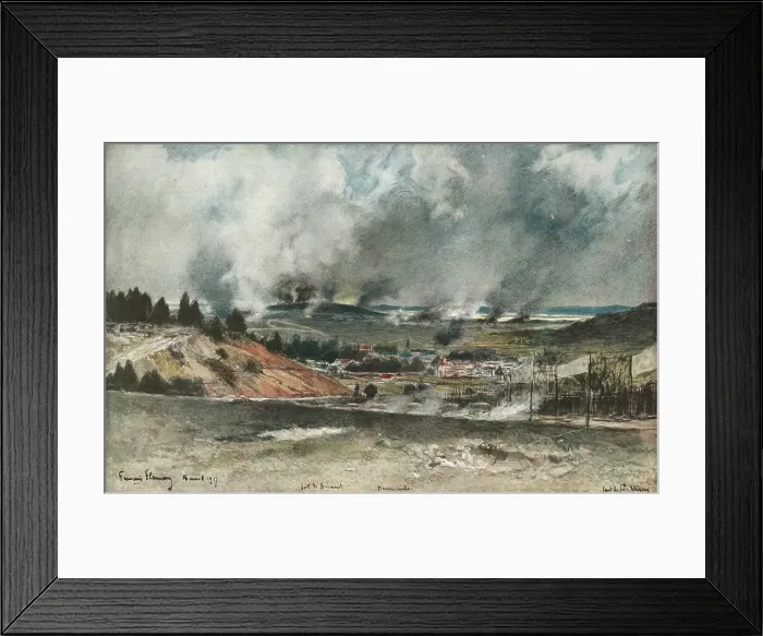 Framed Print : Attaque du Fort de Brimont, le 16 anvil 1917, (1917). Creator: Francois Flameng Framed Print : Attaque du Fort de Brimont, le 16 anvil 1917, (1917). Creator: Francois Flameng