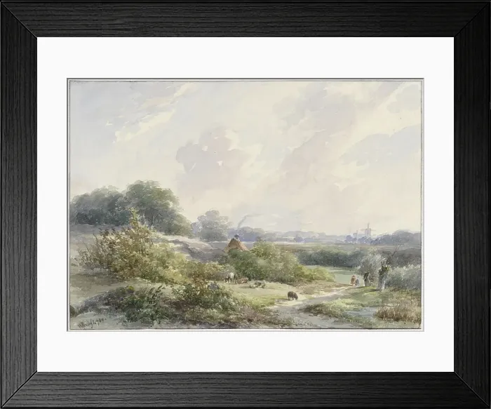 Framed Print : Landscape with farm and cattle, 1849. Creator: Willem Roelofs Framed Print : Landscape with farm and cattle, 1849. Creator: Willem Roelofs