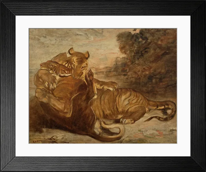 Framed Print : Two Tigers at Play, early-mid 19th century. Creator: Antoine-Louis Barye Framed Print : Two Tigers at Play, early-mid 19th century. Creator: Antoine-Louis Barye