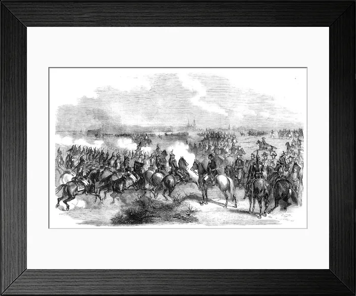 Framed Print : French cavalry at Luneville: a charge of the cuirassiers of the Imperial Guard, 1860. Creator: Unknown Framed Print : French cavalry at Luneville: a charge of the cuirassiers of the Imperial Guard, 1860. Creator: Unknown