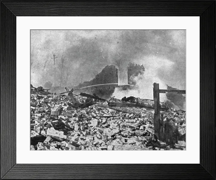 Framed Print : In Canada: The Halifax Explosion The mills of Gurney finish burning, 1917. Creator: Unknown Framed Print : In Canada: The Halifax Explosion The mills of Gurney finish burning, 1917. Creator: Unknown