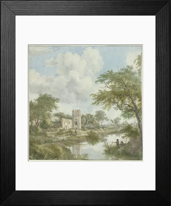 Framed Print : Landscape with castle ruins, 1754-1831. Creator: Wybrand Hendriks Framed Print : Landscape with castle ruins, 1754-1831. Creator: Wybrand Hendriks