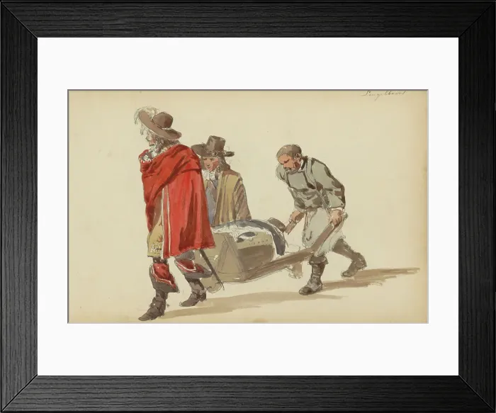 Framed Print : Group of figures in seventeenth century clothing, c.1846-c.1882. Creator: Cornelis Springer Framed Print : Group of figures in seventeenth century clothing, c.1846-c.1882. Creator: Cornelis Springer