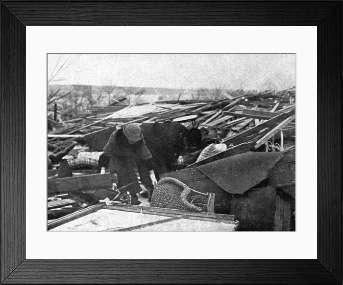 Framed Print : In Canada: The Halifax Explosion; People search among the ruins of their houses, 1917. Creator: Unknown Framed Print : In Canada: The Halifax Explosion; People search among the ruins of their houses, 1917. Creator: Unknown