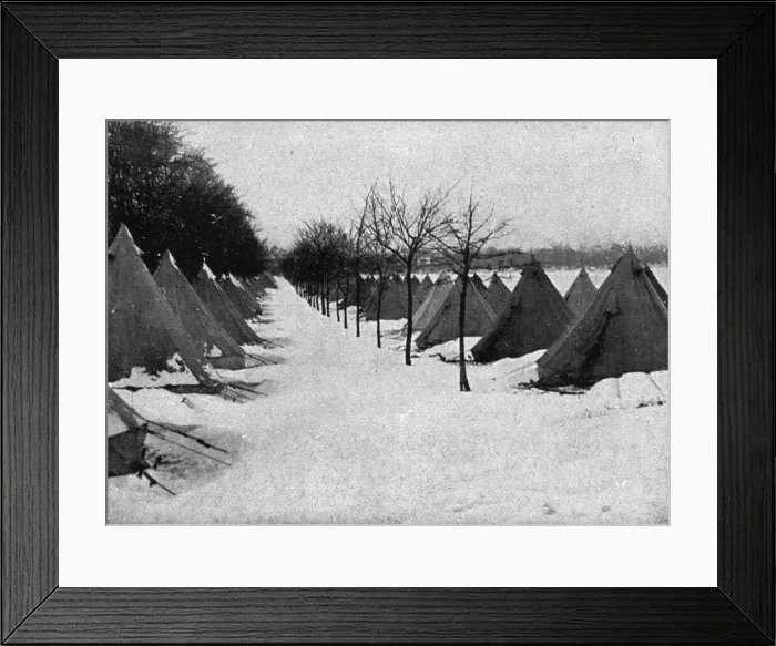 Framed Print : In Canada: The Halifax Explosion; Tents in the snow for survivors, 1917. Creator: Unknown Framed Print : In Canada: The Halifax Explosion; Tents in the snow for survivors, 1917. Creator: Unknown