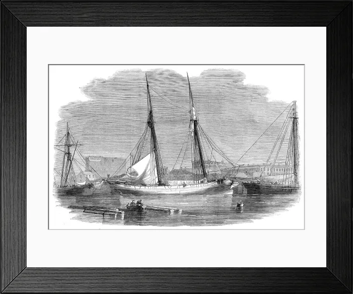 Framed Print : The schooner Augusta in port at Chicago after her collision with the Lady Elgin'... 1860. Creator: Unknown. The schooner Augusta in port at Chicago after her collision with the Lady Elgin'... 1860. Creator: Unknown Framed Print : The schooner Augusta in port at Chicago after her collision with the Lady Elgin'... 1860. Creator: Unknown. The schooner Augusta in port at Chicago after her collision with the Lady Elgin'... 1860. Creator: Unknown