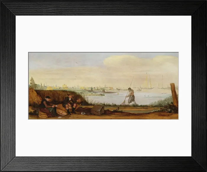 Framed Print : River Landscape with Boats and Fishermen. Creator: Arent Arentsz Framed Print : River Landscape with Boats and Fishermen. Creator: Arent Arentsz