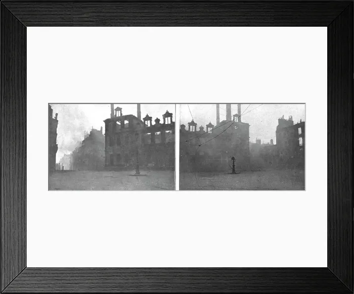 Framed Print : La destruction methodique de Reims; L'Hotel de Ville en feu, apres le bombardement du 3 ma... 1917 Creator: Unknown Framed Print : La destruction methodique de Reims; L'Hotel de Ville en feu, apres le bombardement du 3 ma... 1917 Creator: Unknown