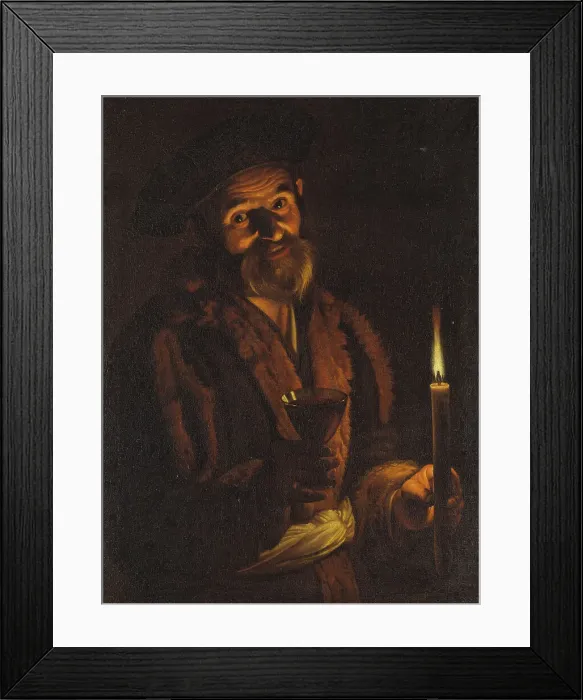 Framed Print : An Old Man with a Candle and a Glass, c17th century. Creator: Adam de Coster Framed Print : An Old Man with a Candle and a Glass, c17th century. Creator: Adam de Coster