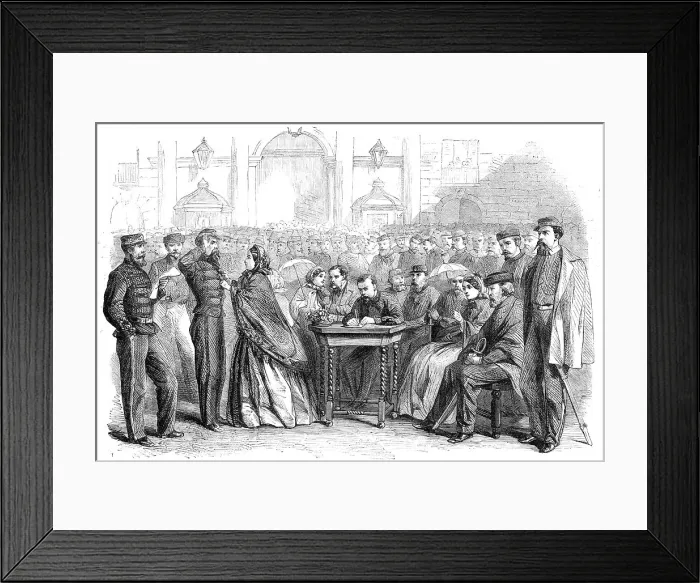 Framed Print : Presentation of medals to Garibaldi's veterans in the Grand Square, Naples, 1860. Creator: Unknown