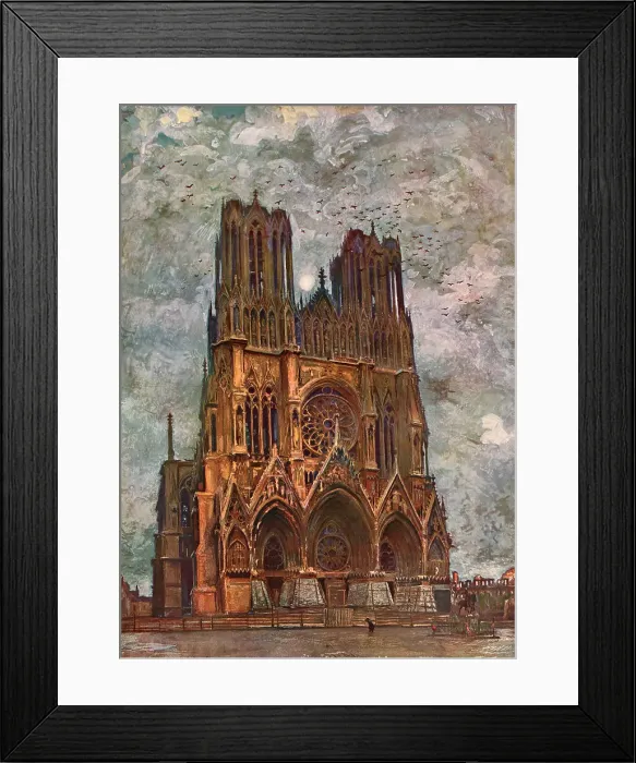 Framed Print : La Cathedrale de Reims, 1917. Creator: Charles-Jules Duvent Framed Print : La Cathedrale de Reims, 1917. Creator: Charles-Jules Duvent