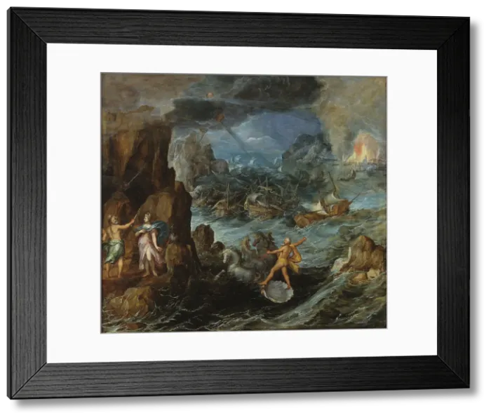 Framed Print : Shipwreck of the Greek Fleet on the Voyage Home from Troy, late 16th-early 17th century. Creator: Joos de Momper, the younger Framed Print : Shipwreck of the Greek Fleet on the Voyage Home from Troy, late 16th-early 17th century. Creator: Joos de Momper, the younger
