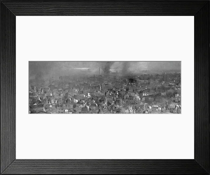 Framed Print : The Fire of Thessaloniki; August 20: Panoramic view taken from the Church... 1917. Creator: Unknown Framed Print : The Fire of Thessaloniki; August 20: Panoramic view taken from the Church... 1917. Creator: Unknown