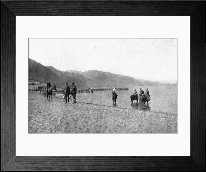 Framed Print : On the Eastern Front; September 10: a reconnaissance of French cavalry watering... 1917. Creator: Unknown Framed Print : On the Eastern Front; September 10: a reconnaissance of French cavalry watering... 1917. Creator: Unknown