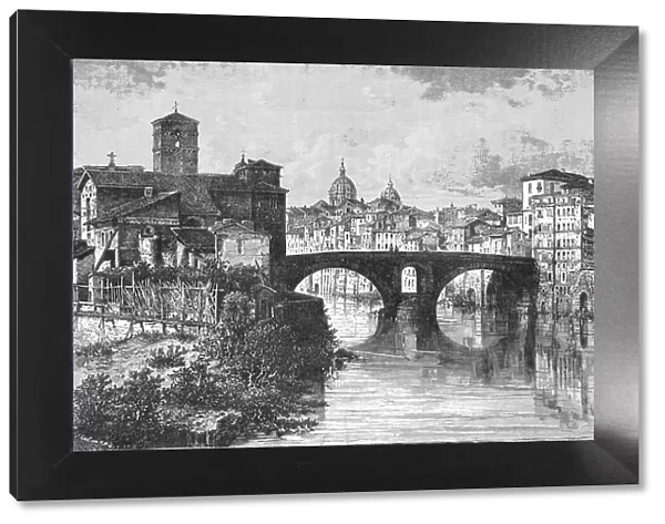 Quattro Capi Bridge at Rome; A First Visit to Rome, 1875. Creator: Unknown