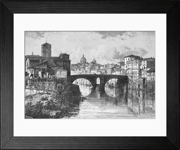 Framed Print : Quattro Capi Bridge at Rome; A First Visit to Rome, 1875. Creator: Unknown