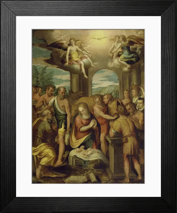 Framed Print : The Adoration of the Shepherds, 1582. Creator: Bernardo Castello Framed Print : The Adoration of the Shepherds, 1582. Creator: Bernardo Castello
