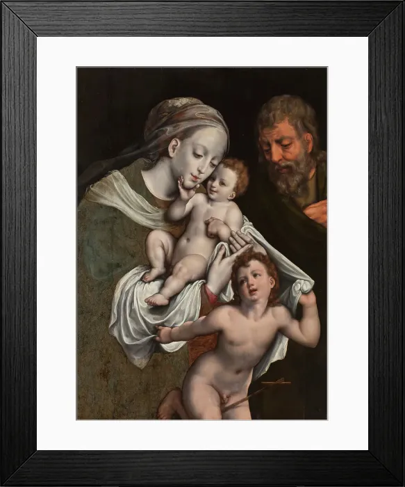 Framed Print : The Holy Family with the Infant St John. Creator: Cornelis van Cleve Framed Print : The Holy Family with the Infant St John. Creator: Cornelis van Cleve