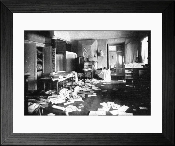 Framed Print : The Bolshevik Coup in Russia; At the Winter Palace: the bedroom of Grand Duchess... 1917. Creator: Unknown Framed Print : The Bolshevik Coup in Russia; At the Winter Palace: the bedroom of Grand Duchess... 1917. Creator: Unknown