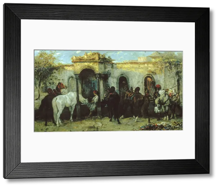 Framed Print : Arabs in Egypt, Sunrise, 1867. Creator: Christian Adolf Schreyer Framed Print : Arabs in Egypt, Sunrise, 1867. Creator: Christian Adolf Schreyer
