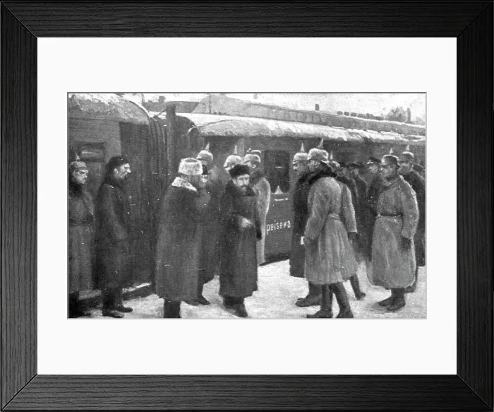 Framed Print : Dissolution of the Eastern Front; At Brest-Litovsk station: welcome of the Maximalist... 1917. Creator: Unknown Framed Print : Dissolution of the Eastern Front; At Brest-Litovsk station: welcome of the Maximalist... 1917. Creator: Unknown